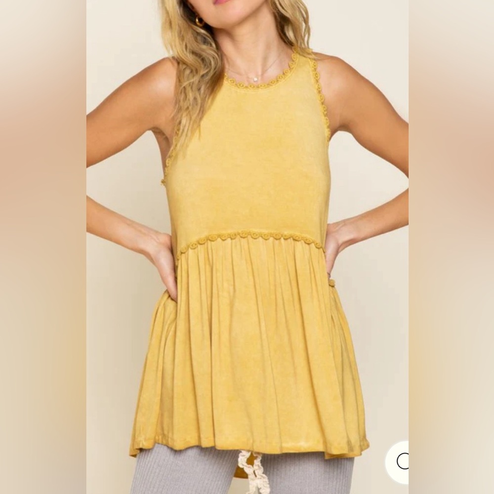Boho tank with crochet trim